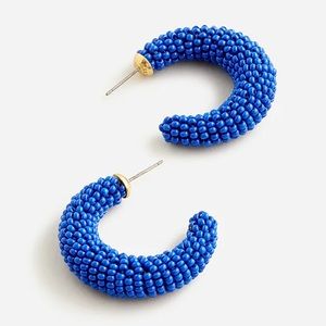 J. Crew - Chunky Beaded Hoop Earrings in Tide Water Blue